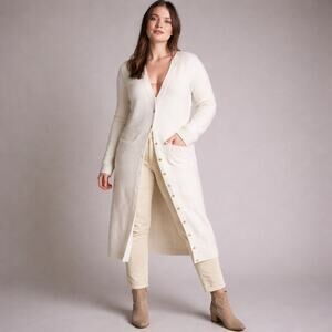 Pilcro for Anthropologie Longline Classic Cardigan – Cream – Size S